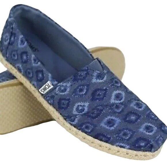 TOMS Blue Tribal Print Alpargata Espadrilles - Picture 1 of 5
